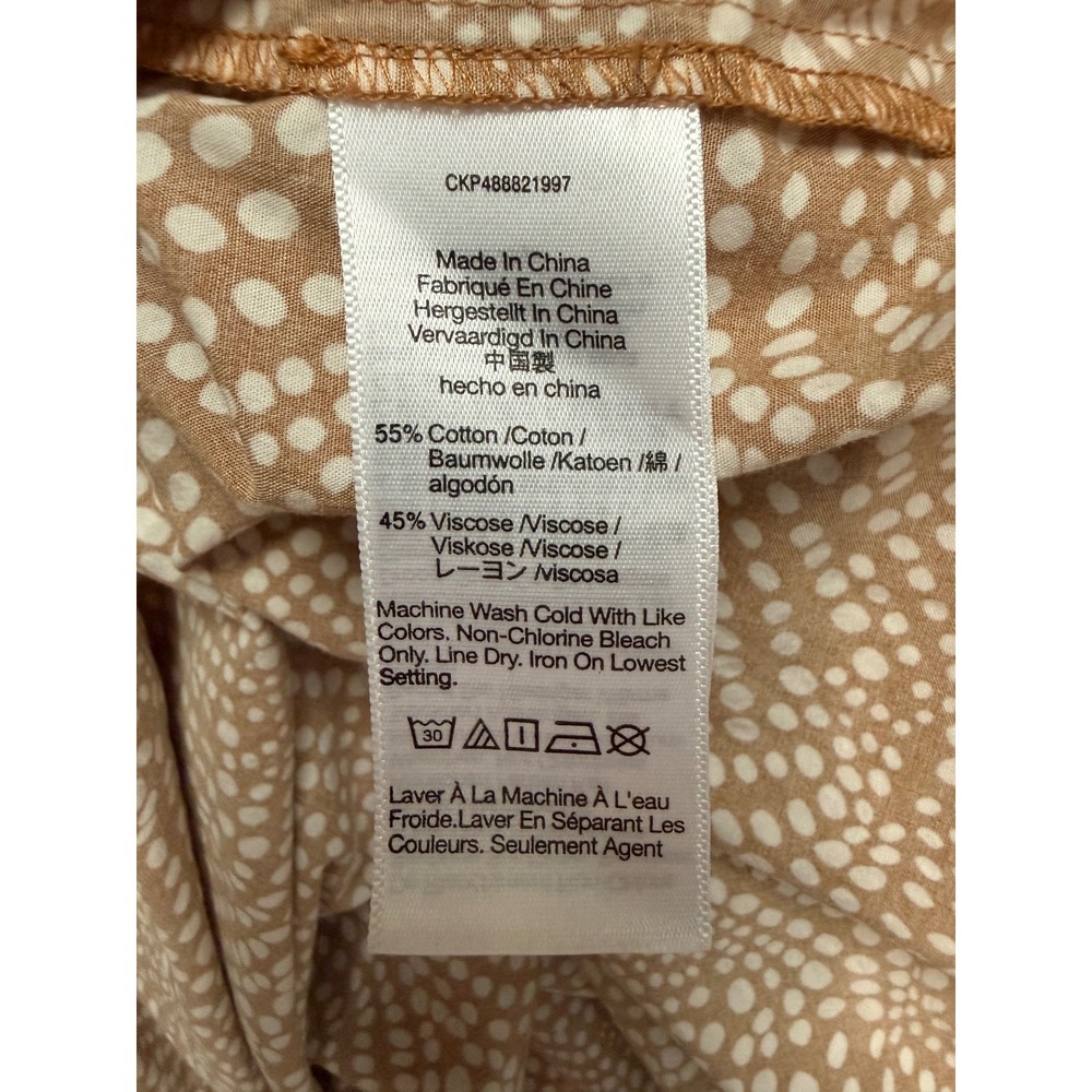 Madewell Vneck Balloon Sleeve Smocked Waist Maxi Dress Dotted Brown White Size 6 - Picture 6 of 12